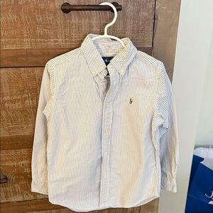 Ralph Lauren Kids Blue and White Striped Button Down Shirt